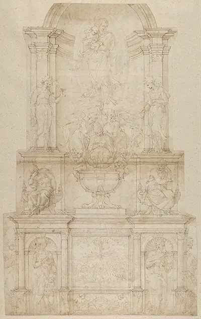 Ursprünglicher Entwurf (1505) für das Grabmal von Papst Julius II Michelangelo